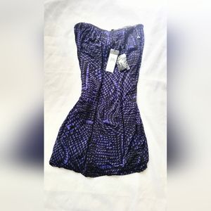 NWT! BCBG Purple Print Mini Bubble Dress Size XXS